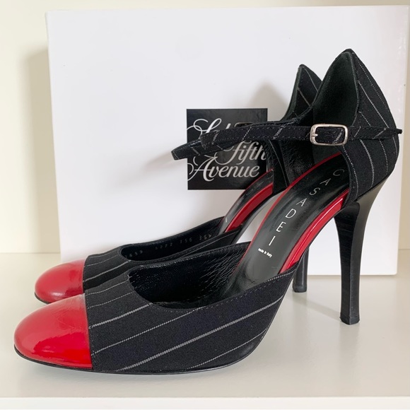 Casadei pinstripe cap toe heel made in Italy - Picture 2 of 16